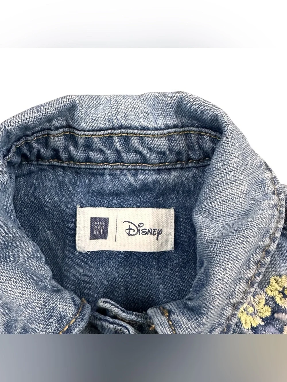 Gap Disney Belle Girls Denim Jacket Beauty & the Beast Embroidered Size Unknown